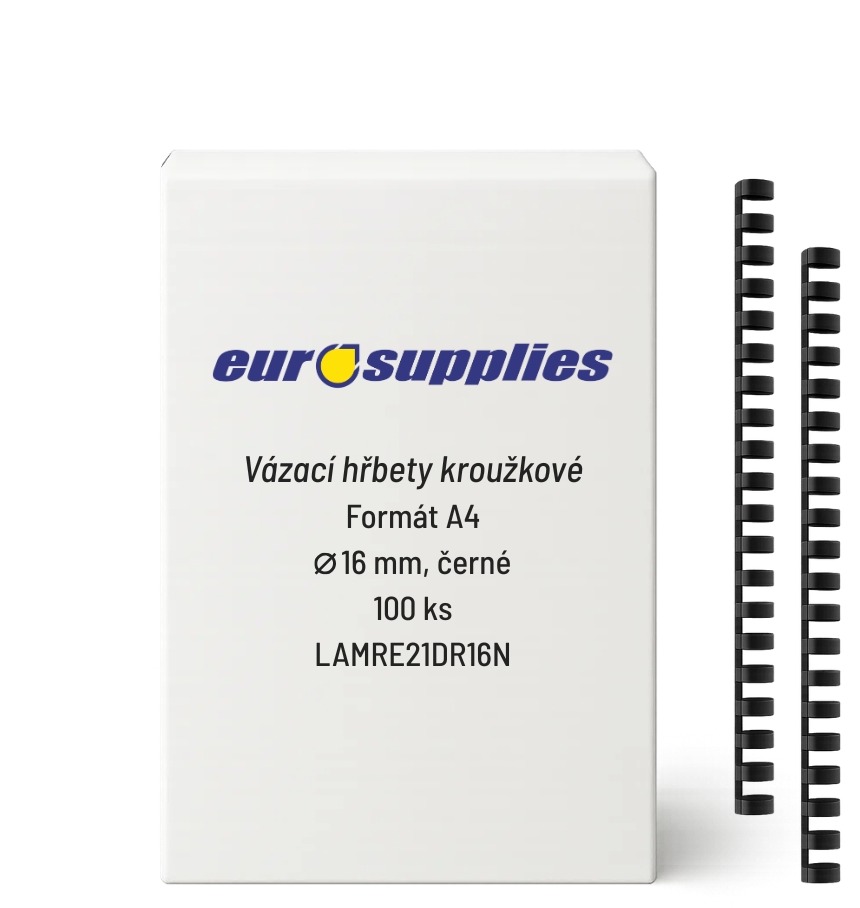 EUROSUPPLIES A4 16 mm čierny – balenie 100 ks