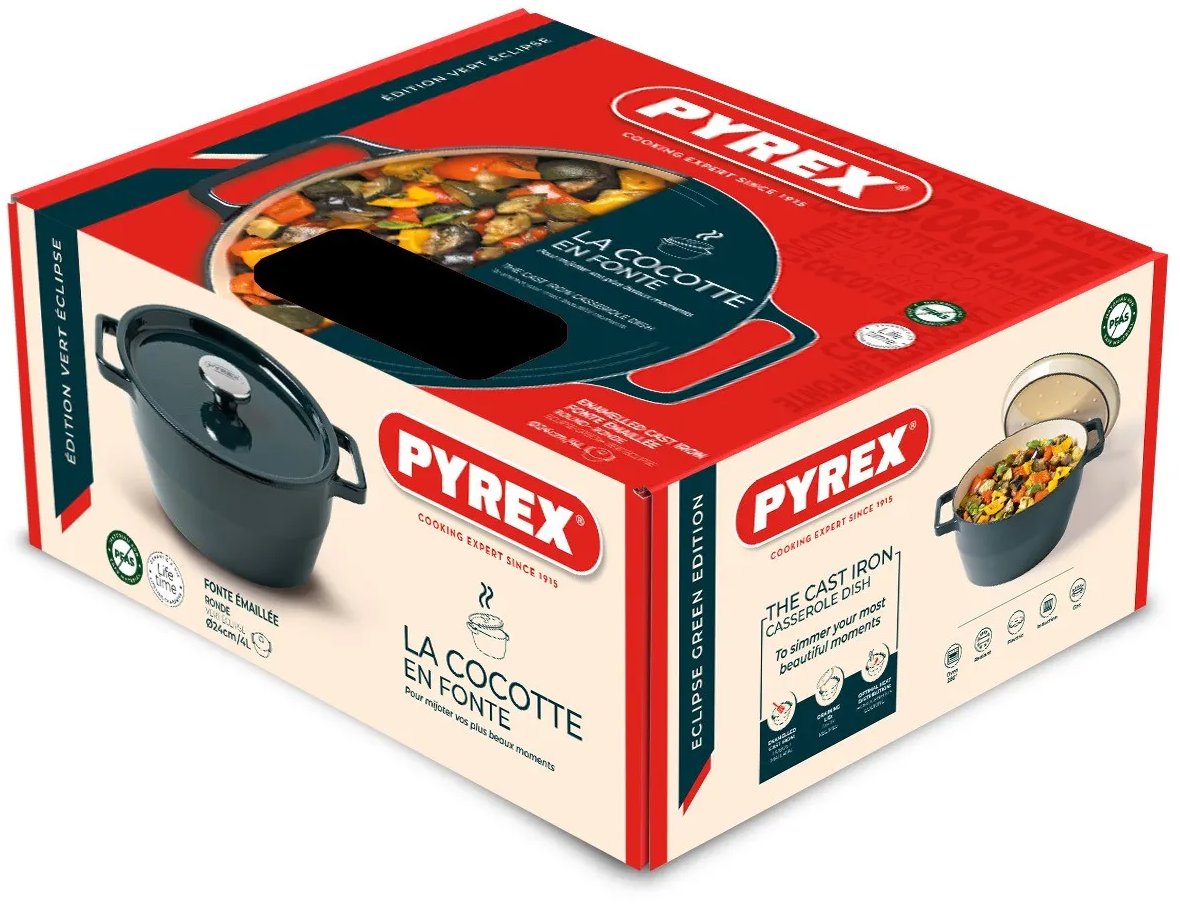 Pyrex Kastról liatinový s pokrievkou 24 cm 4 l tmavozelený
