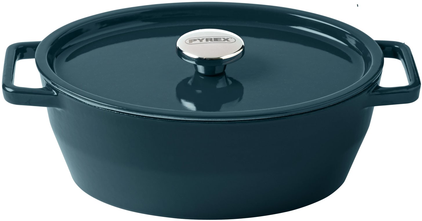 Pyrex Kastról liatinový s pokrievkou 29 cm 5 l tmavozelený