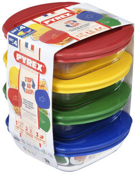 Pyrex 913S572/7646 Sada dóz 4 ks štvorec