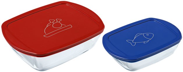 Pyrex 913S567/7645 Sada dóz 2 ks obdĺžnik