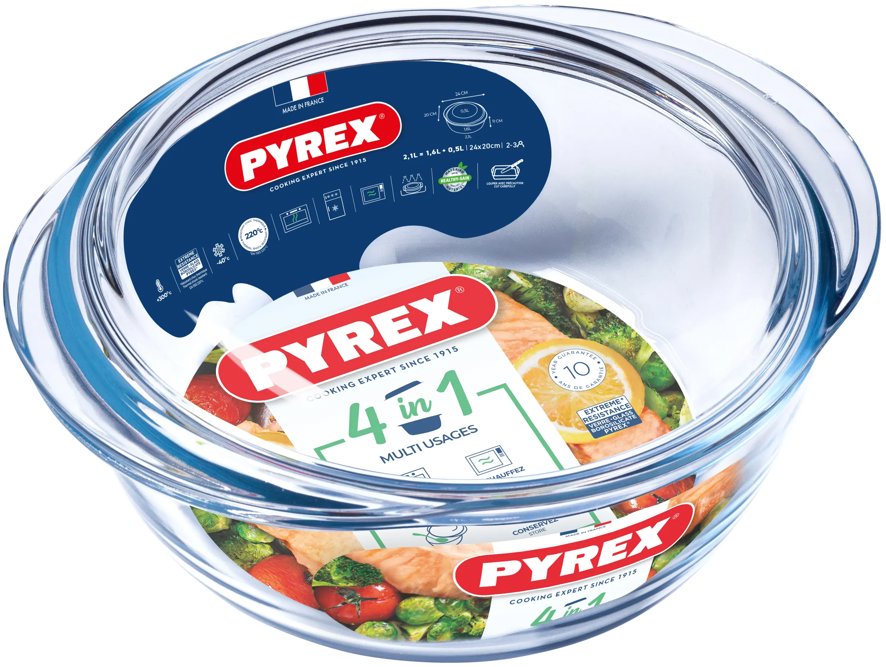 Pyrex Miska na zapekanie s vekom 2,1 l sklenená