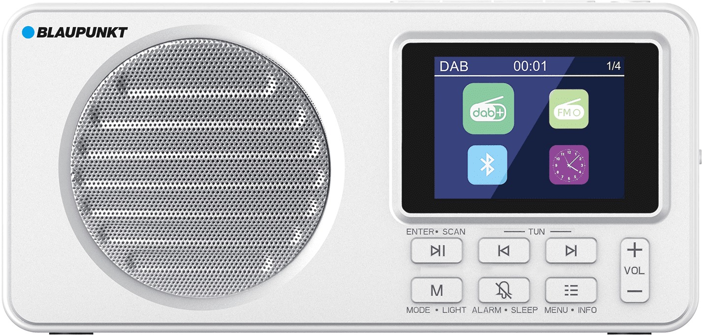 BLAUPUNKT DR6WH, 2,4" LCD, DAB+, FM, RDS, Bluetooth, biele