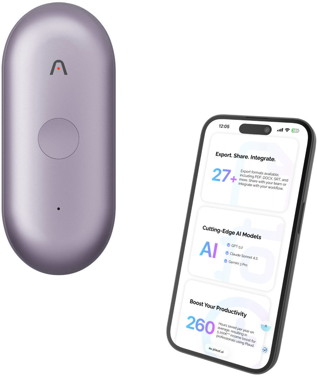 PLAUD Note Pin S Purple AI hlasový záznamník + náramok a šnúrka na krk