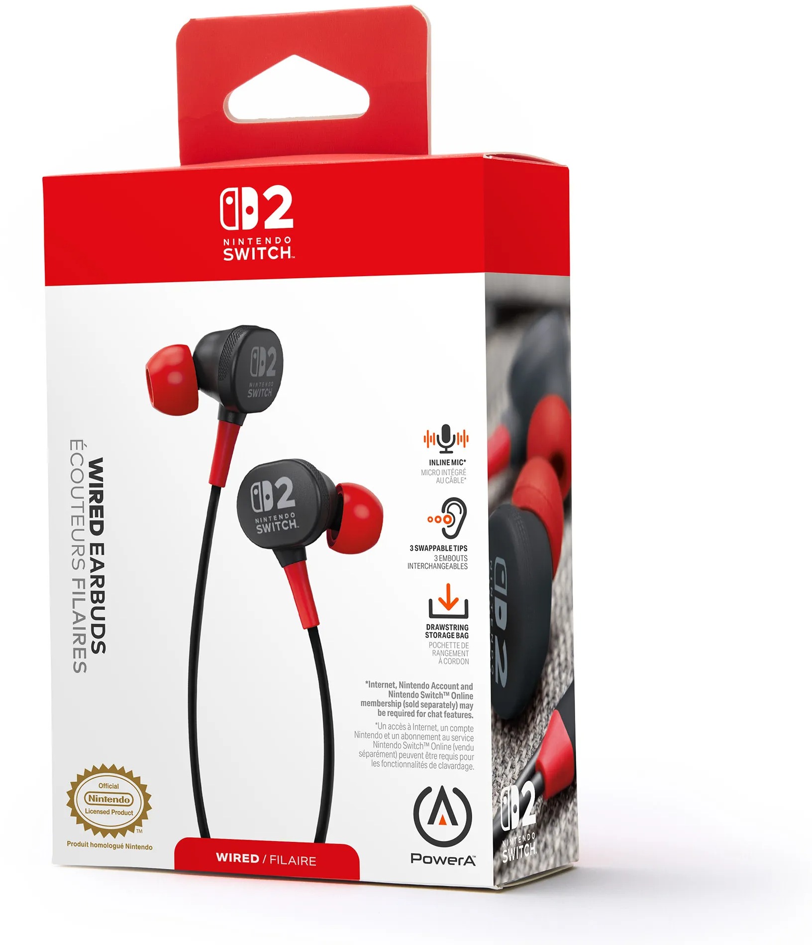 PowerA Wired Earbuds – Nintendo Switch 2 – Black