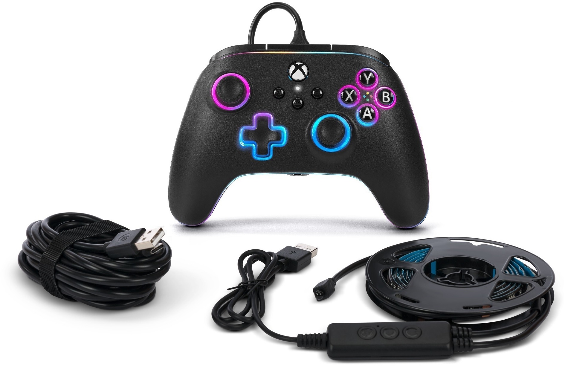 PowerA Advantage Wired Controller - Xbox Series X|S s Lumectra + RGB LED Strip - Black