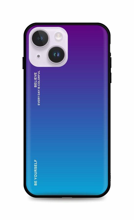 TopQ Kryt LUXURY iPhone 14 pevný dúhový purpurový 82498