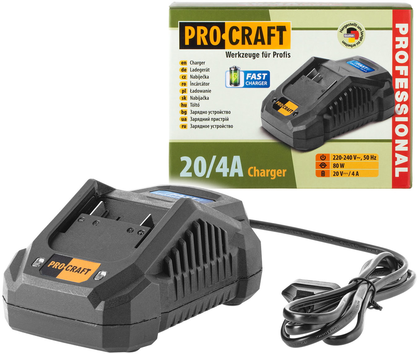 Procraft 20/4 Fast Charge Nabíjačka pre 20 V Li-Ion batérie