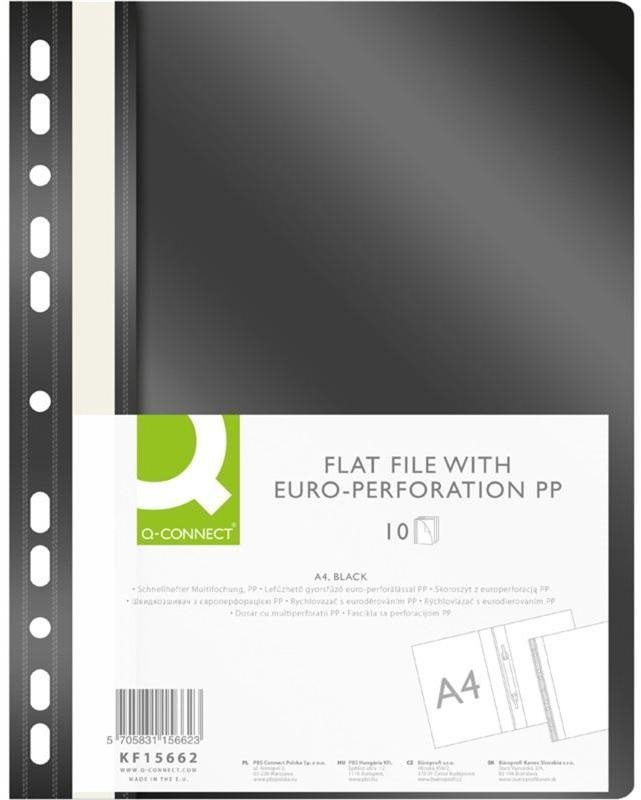 Q-CONNECT A4 s euroderovaním, čierny – balenie 10 ks