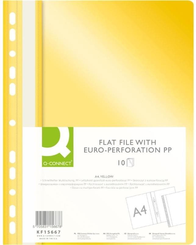 Q-CONNECT A4 s eurodierovaním, žltý – balenie 10 ks