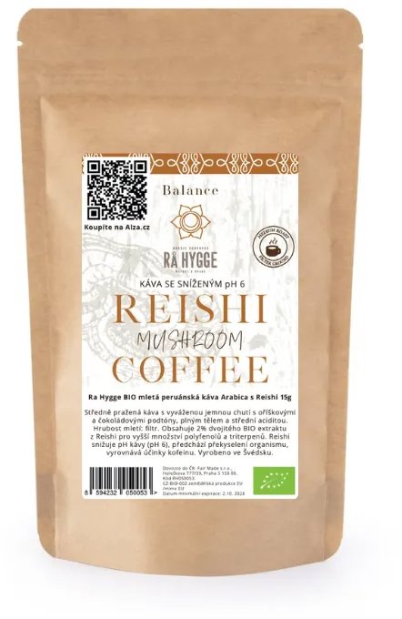 Ra Hygge BIO mletá, Peru Arabica s REISHI, 15 g, VZORKA