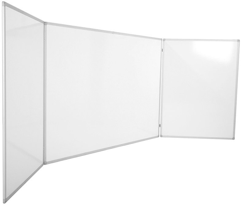 ROCADA 6728, trojdielna, zatváracia, hliníkový rám, 240 × 90 cm (zatvorená 120 × 90 cm), smaltovaná, biela