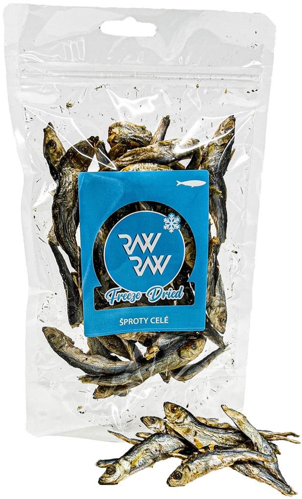 Raw Raw Freeze Dried, žuvacie maškrty Šproty celé 50 g