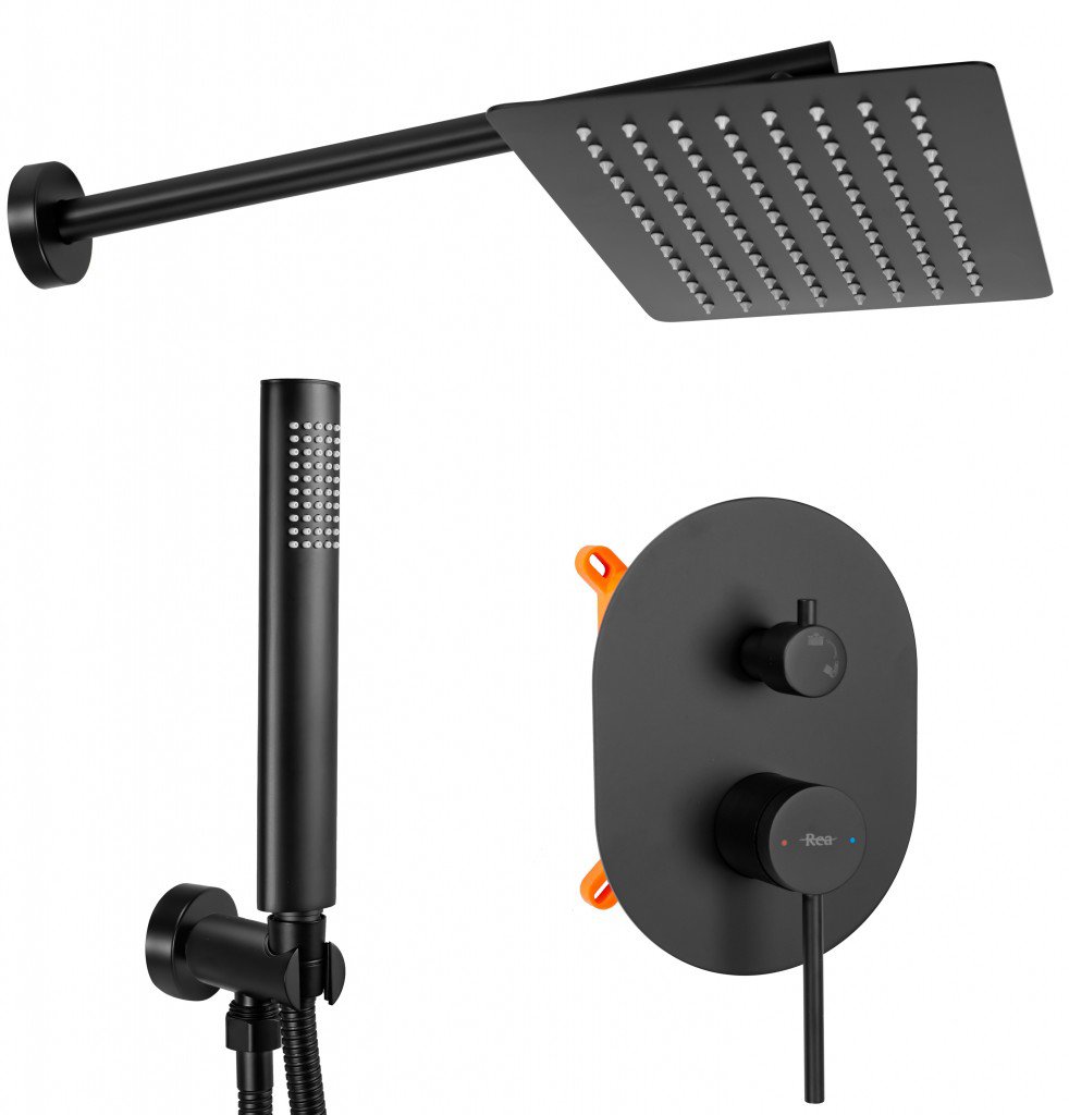 REA OVAL podomietkový sprchový set + box, čierny (REA-P8467)