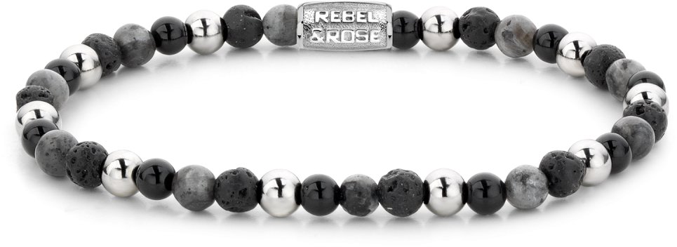 Rebel & Rose Dámsky náramok Shiny Night 4 mm RR-40041-S-S