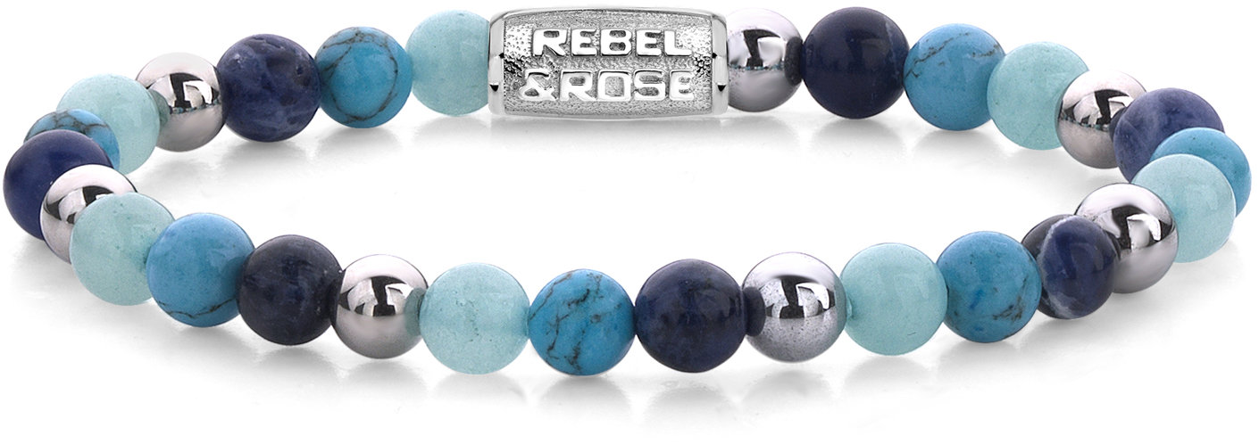Rebel & Rose Dámsky náramok Blue Summer Vibes 6 mm RR-60056-G-XS