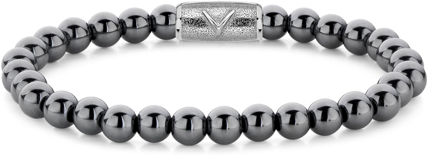 Rebel & Rose Unisex náramok Grey Silver Shine 6 mm RR-6DV02-S-M