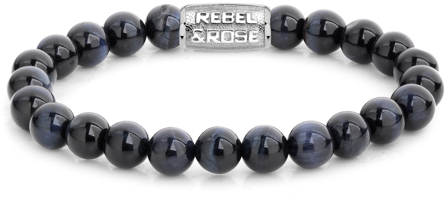 Rebel & Rose Pánsky náramok Tiger Blues 8 mm RR-80039-S-M