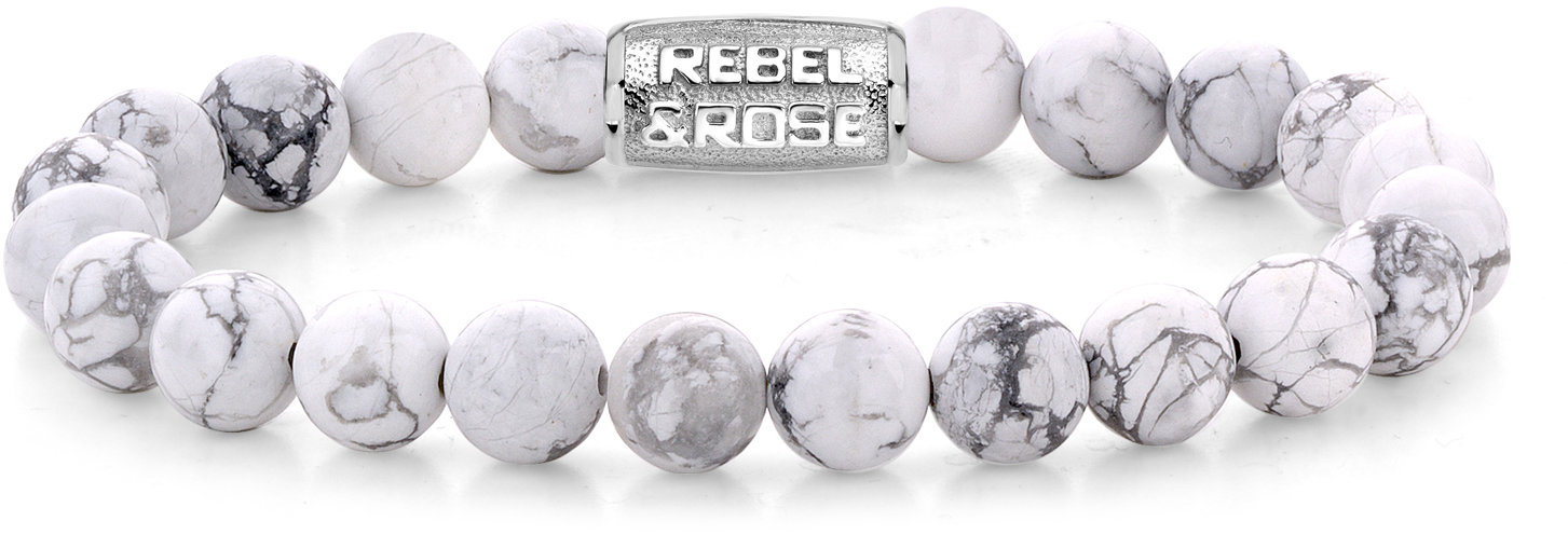 Rebel & Rose Pánsky náramok Virgin White 8 mm RR-80066-S-M