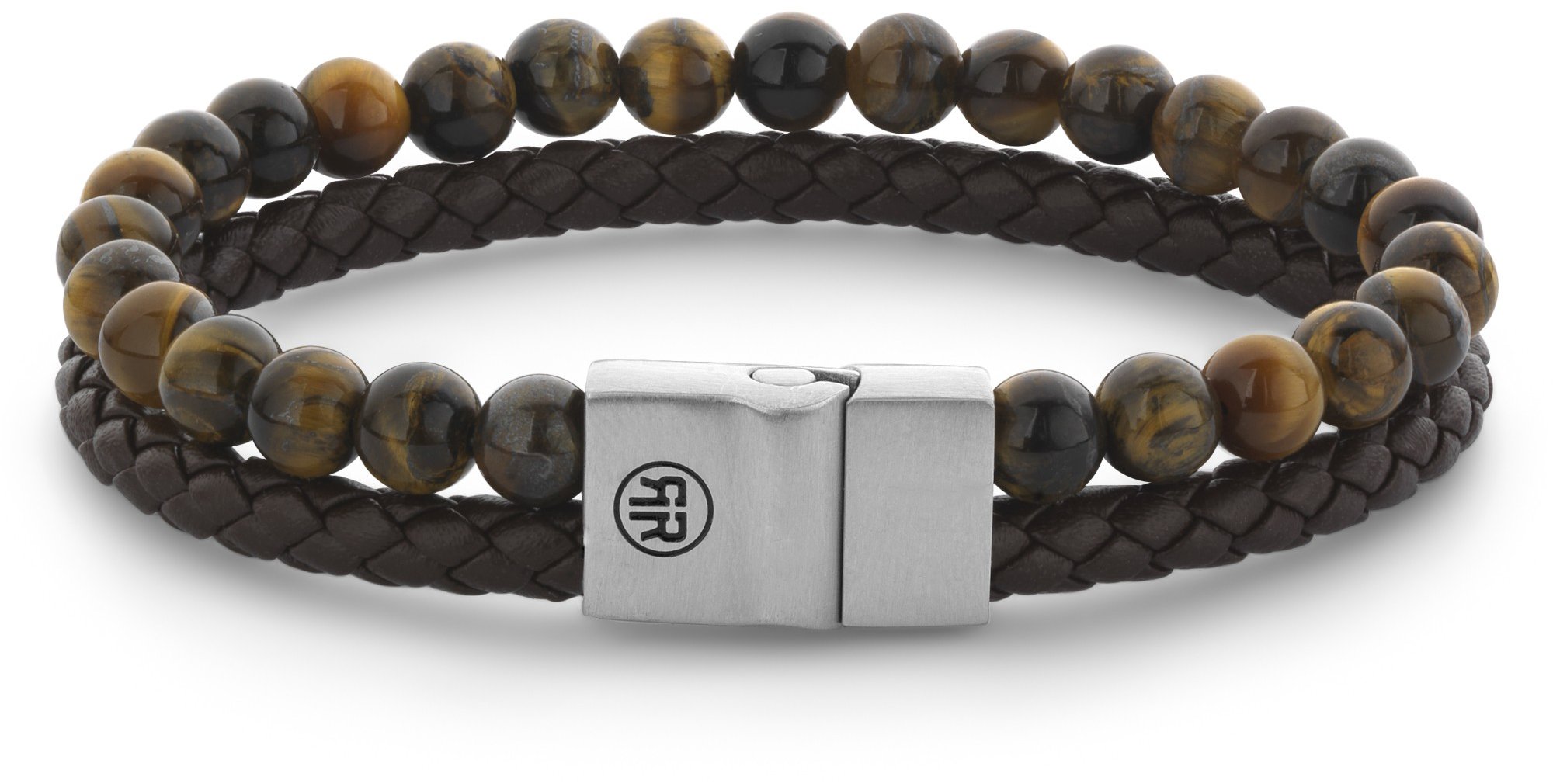 Rebel & Rose Pánsky dvojitý náramok s bezpečnostnou sponou Full Metal Combo Tiger Lily RR-M0058-S-M