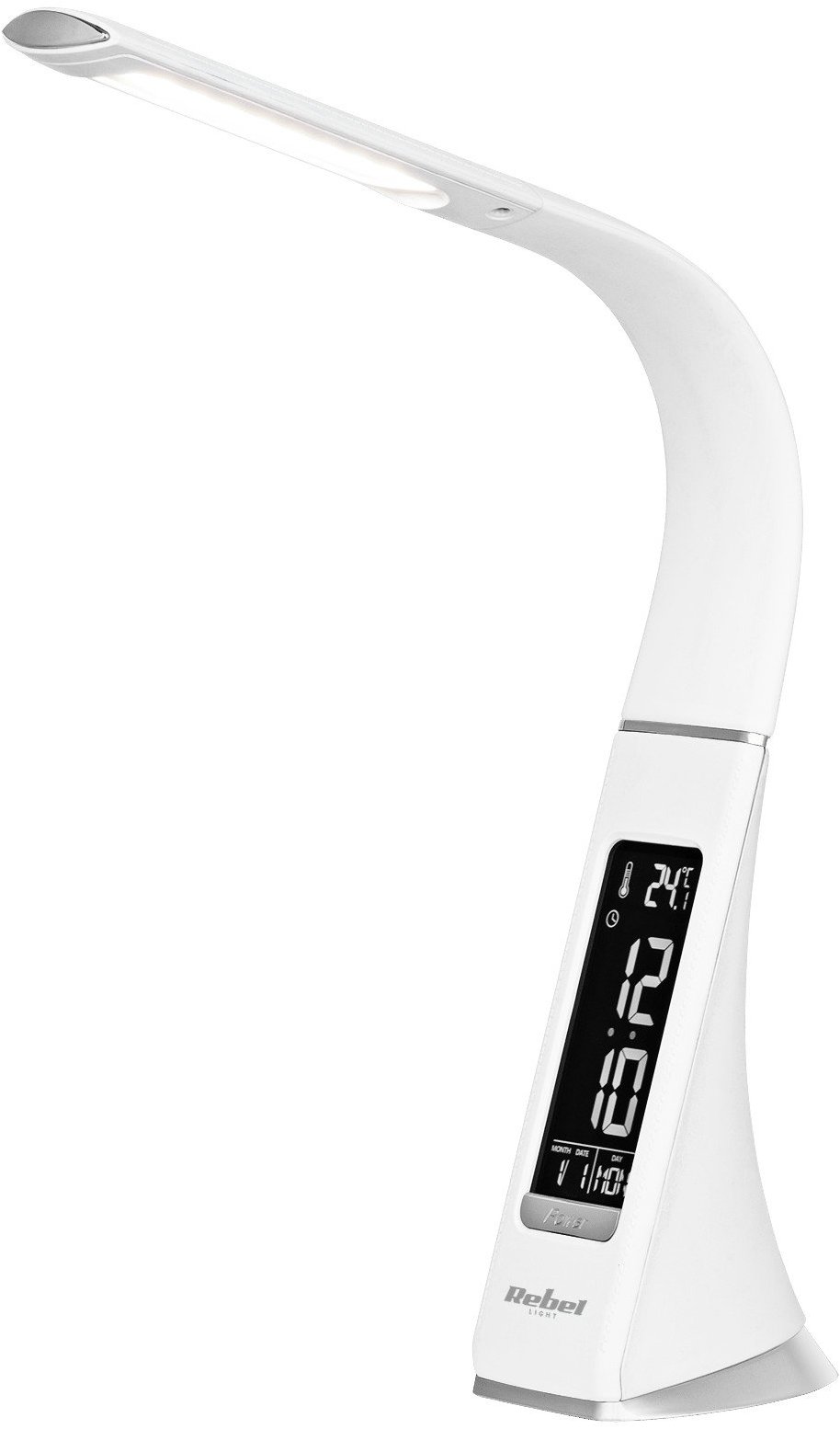 Rebel KOM1009-1 Stolná LED lampa s meteo stanicou biela