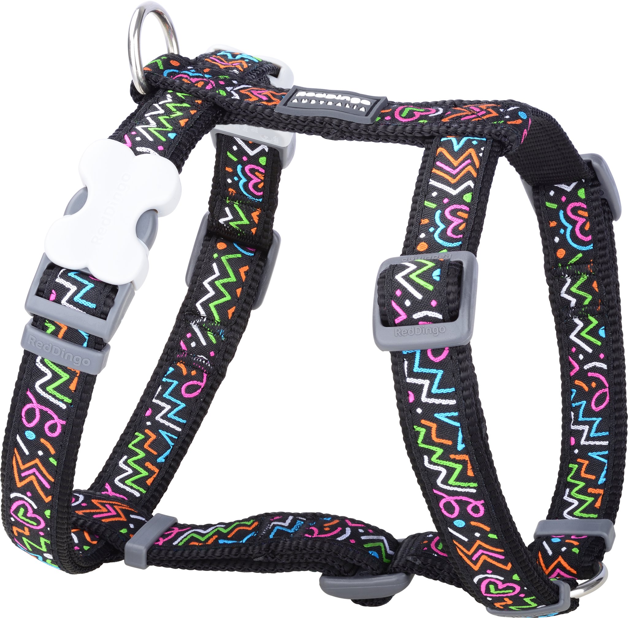 Red Dingo postroj Squiggles Black 12 mm × 30 – 44 cm
