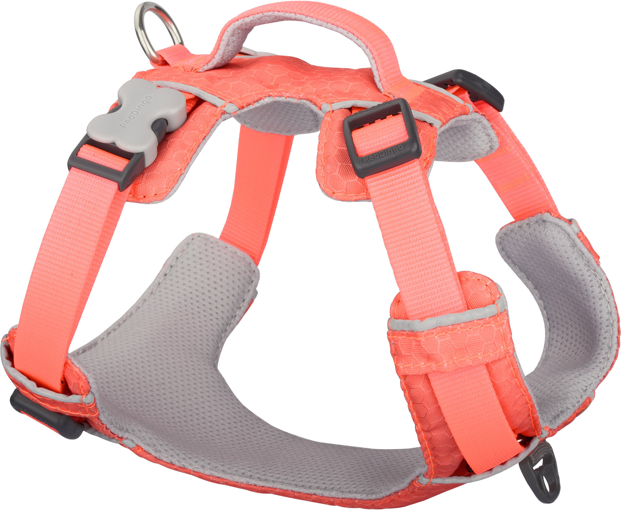 Red Dingo postroj Sport Hi-Vis Peach 25 mm × 75 – 112 cm