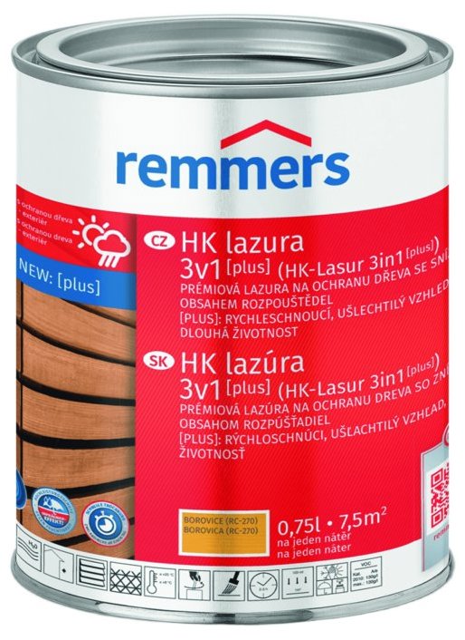Remmers HK Lazúra 3 v 1 [plus] 0,75 l Kiefer/borovica