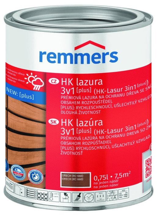 Remmers HK Lazura 3v1 [plus] 0,75 l Nussbaum / Ořech