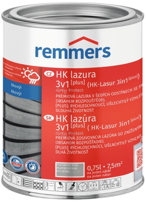 Remmers HK Lazura 3v1 Grey Protect [plus] 0,75 l Platingrau / Platinově šedá