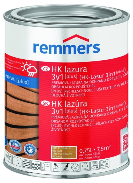 Remmers HK Lazura 3v1 [plus] 0,75 l Eiche rustikal / Rustikální dub