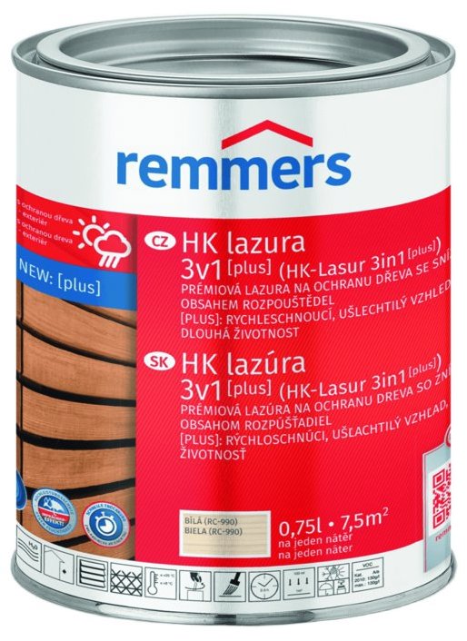 Remmers HK Lazura 3v1 [plus] 0,75 l Weiss / Bílá