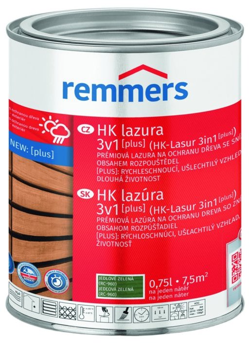 Remmers HK Lazura 3v1 [plus] 0,75 l Tannengruen / Jedlová zeleň
