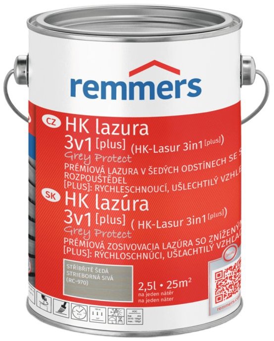 Remmers HK Lazúra 3v1 Grey Protect [plus] 2,5 l Silbergrau/Striebristo šedá