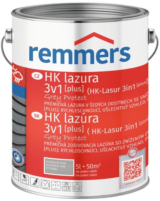 Remmers HK Lazura 3v1 Grey Protect [plus] 5 l Platingrau / Platinově šedá