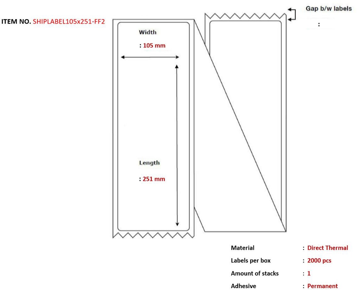 Capture prepravné štítky 105 × 251 mm, skladané, Direct Thermal, 2 000 štítkov v balení, vhodné na Postnord