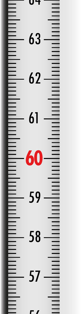 Richter Nalepovací meter oceľový biely s nulou dole 1 m