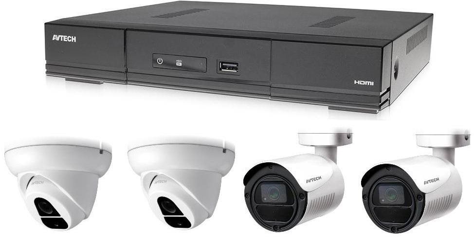 AVTECH 1× DVR DGD1005AV, 2× 2 Mpx Dome kamera DGC1004XFT a 2× 2 Mpx Bullet kamera DGC1105YFT