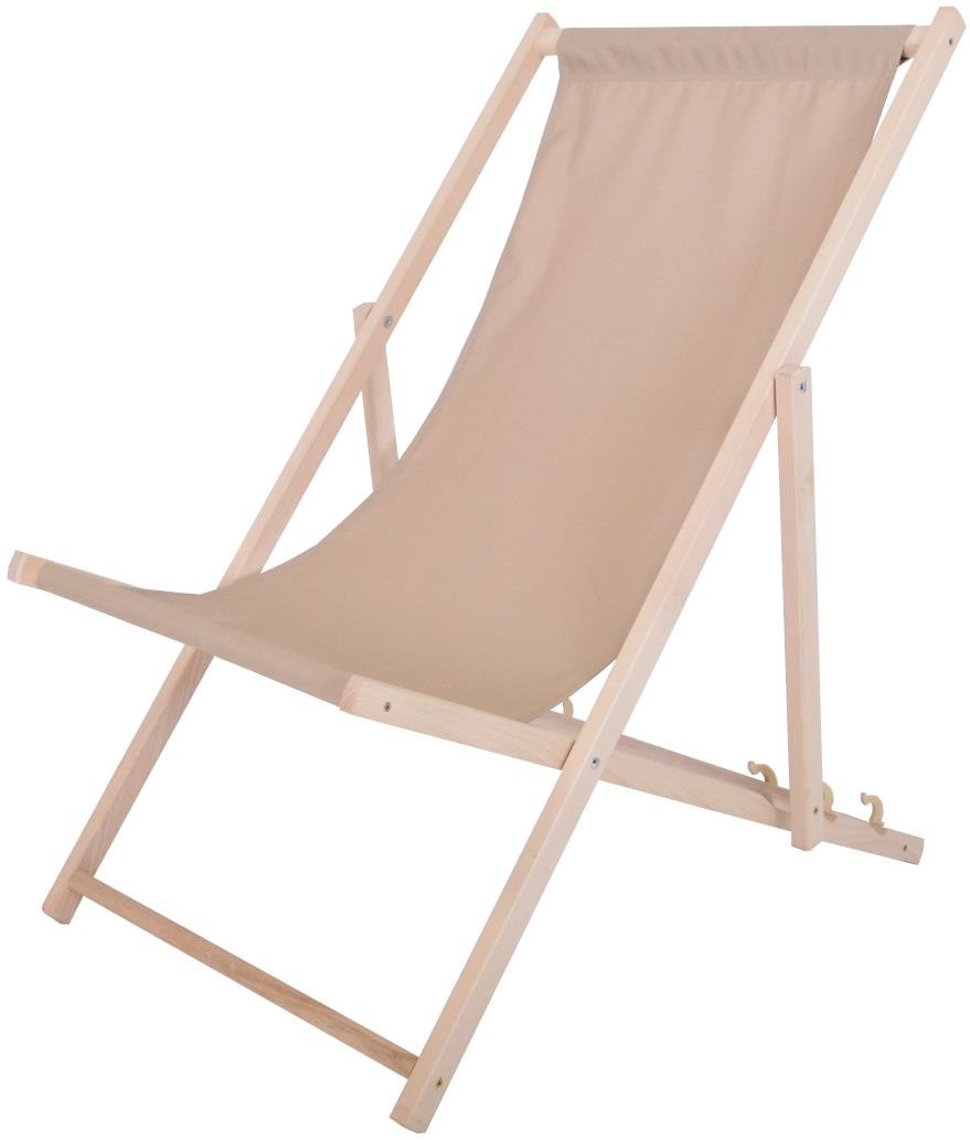 ROJAPLAST Záhradné ležadlo, drevené – prírodné, BAHAMA POLYESTER, béžové