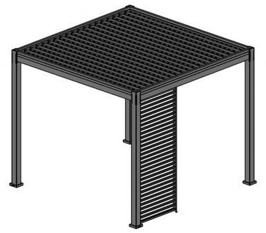 ROJAPLAST Zástena – pergola bioklimatický panel, horizontálny, fixné lamely 1,3 m, antracit