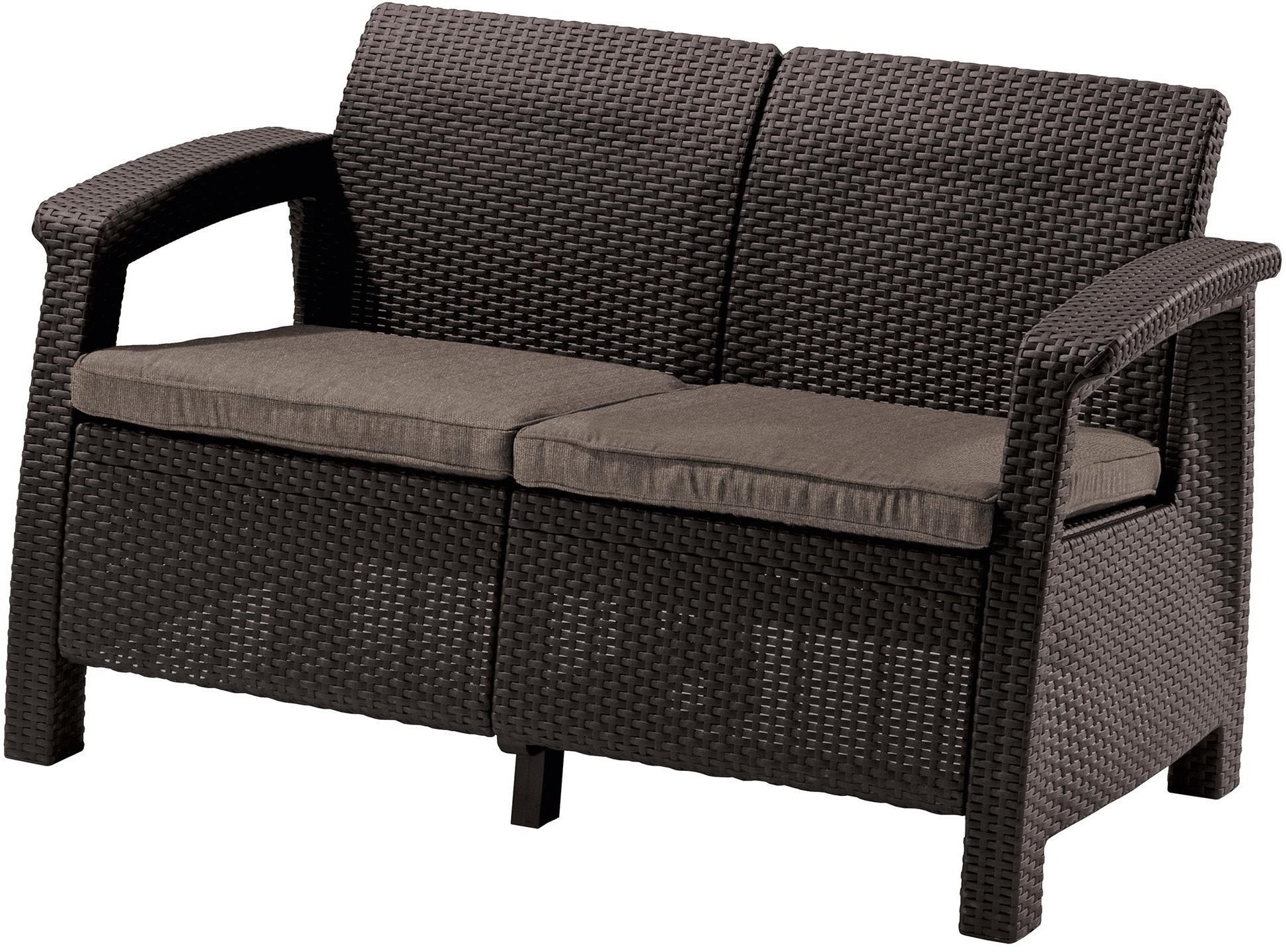 KETER Lavica záhradná CORFU LOVE SEAT, 128 cm, hnedá