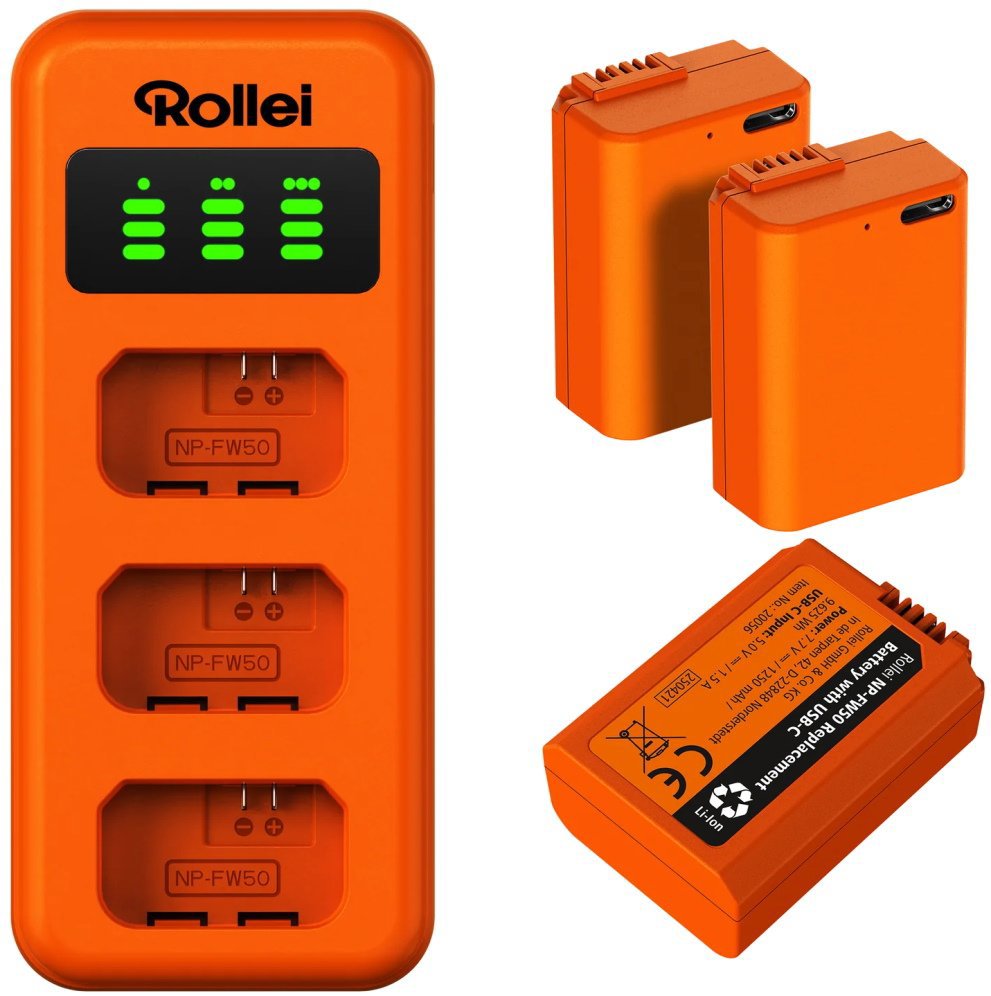Rollei nabíjačka na 3 batérie + 3× batéria NP-FW50