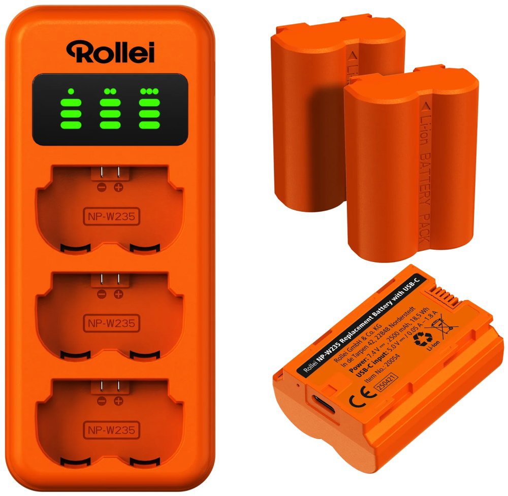 Rollei nabíjačka na 3 batérie + 3× batéria NP-W235