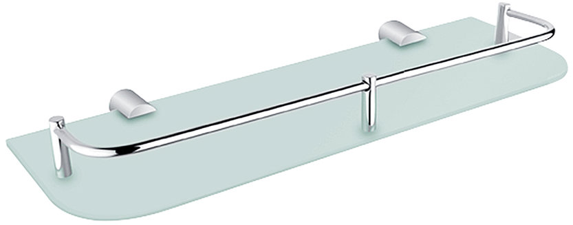 Nimco Polica do kúpeľne a sprchy 40 cm s ohrádkou – sklo kov Bormo BR-11091AX-40-26