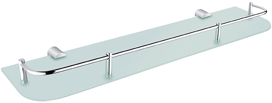 Nimco Polica do kúpeľne a sprchy 50 cm s ohrádkou – sklo kov Bormo BR-11091AX-50-26