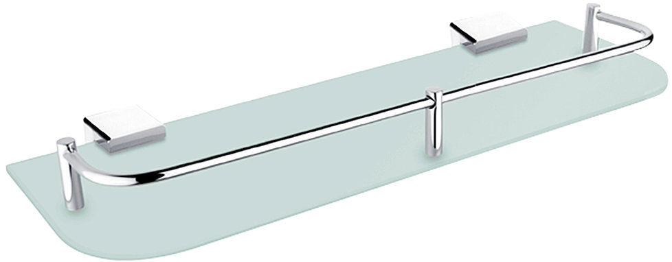 Nimco Polica do kúpeľne a sprchy 40 cm s ohrádkou – sklo kov Kibo Ki-14091AX-40-26