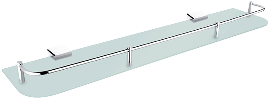 Nimco Polica do kúpeľne a sprchy 60 cm s ohrádkou – sklo kov Kibo Ki-14091AX-60-26