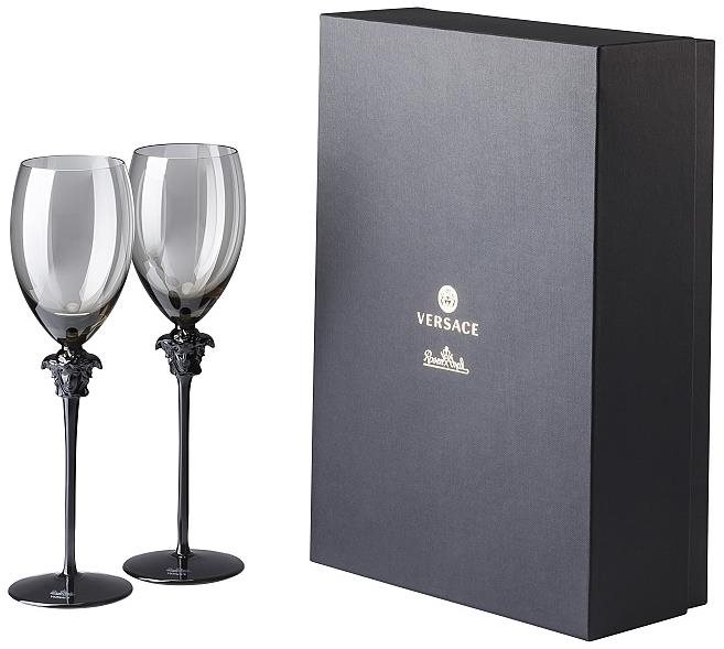 ROSENTHAL VERSACE CRYSTAL MEDUSA LUMIERE HAZE Biele víno, 2 ks