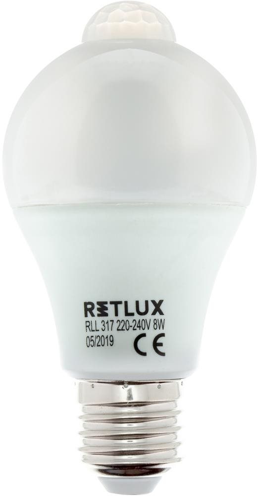 RETLUX RLL 317 A60 E27 PIR žiarovka 8W WW