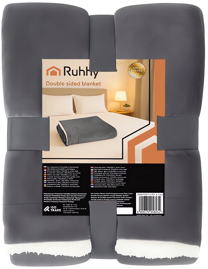 Ruhhy 26292 Obojstranná deka s baránkom 150 × 200 cm, tmavo sivá